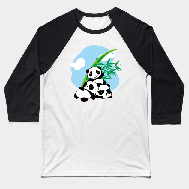 Panda and bamboo Baseball T-Shirt by Jack Wolfie Gallery